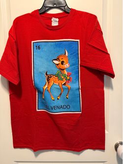 Vintage Christmas Mexican Loteria game t-shirt El Venado size large