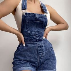Denim Overalls Shorts Size Small