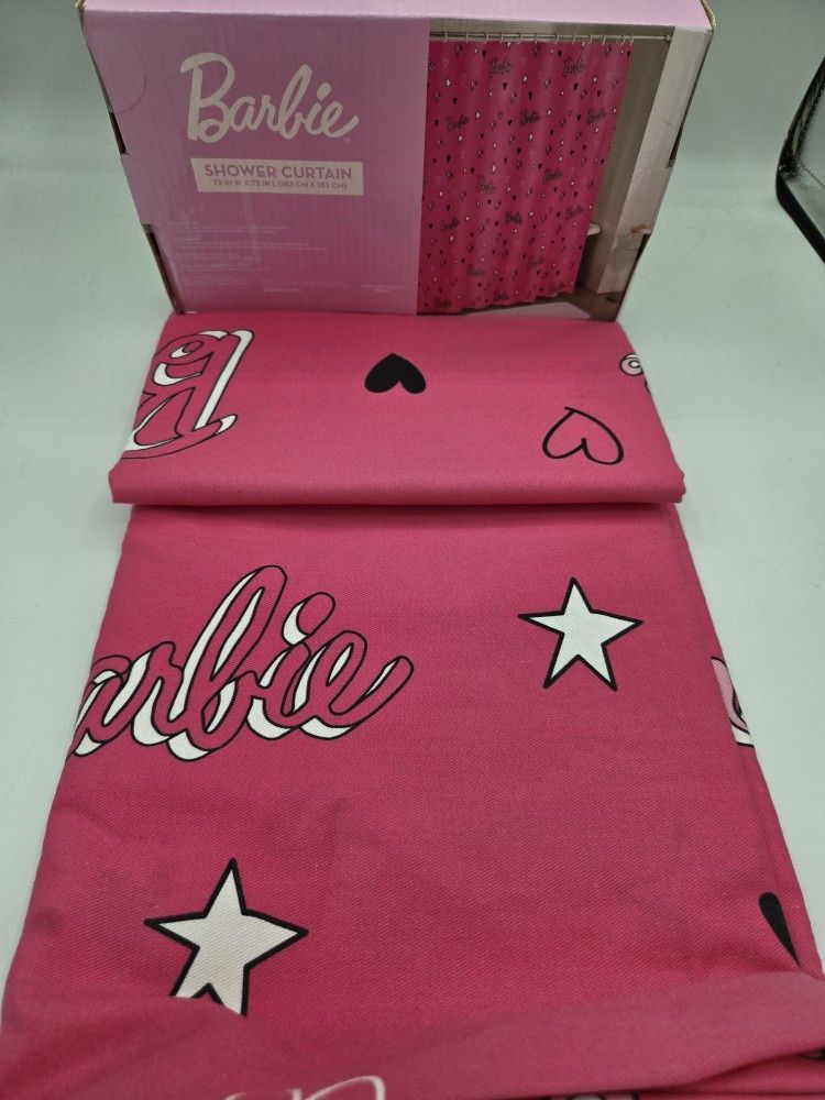 Mattel Barbie Shower Curtain Fabric 72" W x 72" L Pink Durable Quality