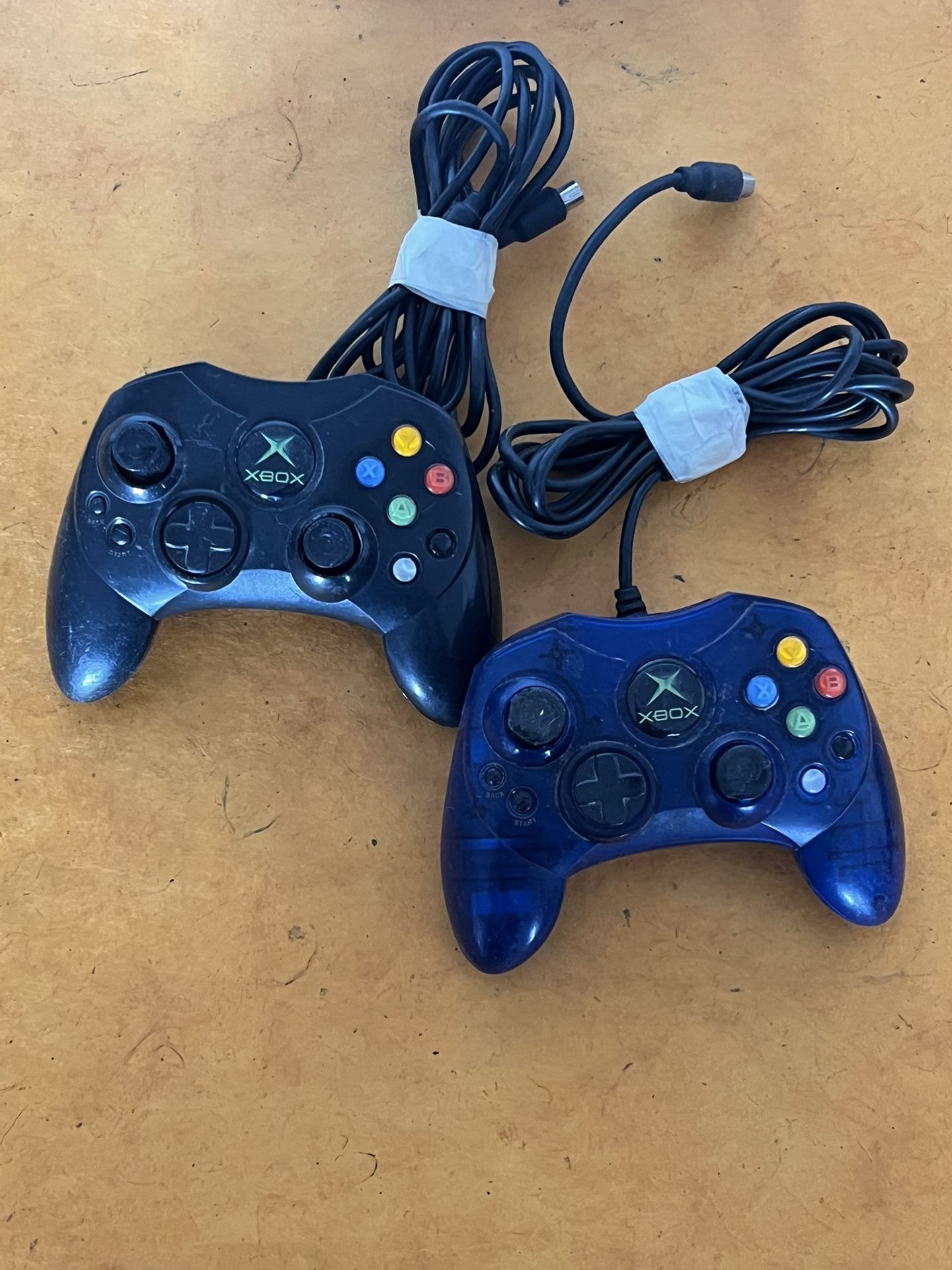 Original Xbox S controllers black and translucent blue UNTESTED AS IS
