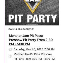 (4) Orlando Monster Jam Pit Passes