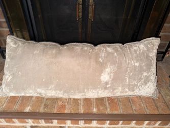 34”x14” tan velvet rectangle throw pillow