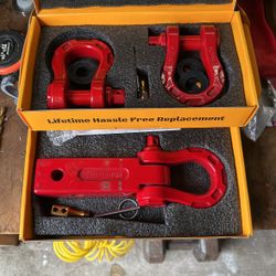 Front And Rear Red Recovery Shackles 