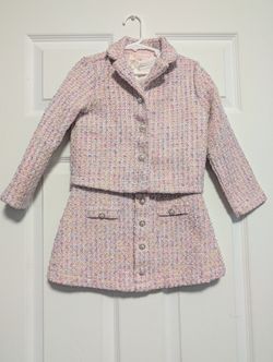 Biscotti Pink Tweed Kids Jacket & Skirt Set Girls Size 5T