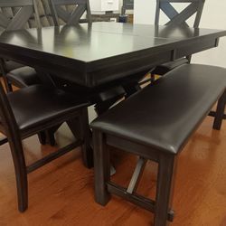 *Dining Room Special!!!*---Stellar Kelly Dining Table Sets W/4 Chairs And Bench---Delivery And Financing Available🤠