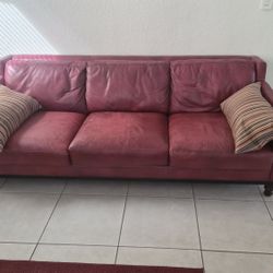 Red Leather Vintage Couch