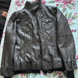 Made By Johnny Leather Jacket Grey