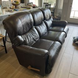 Brown Leather Recliner Sofa
