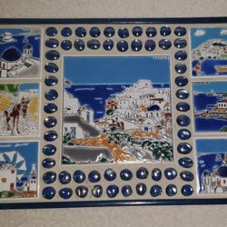 Greece/Greek Cyclades Islands Ceramic Tile Jeweled Decorative Tray
