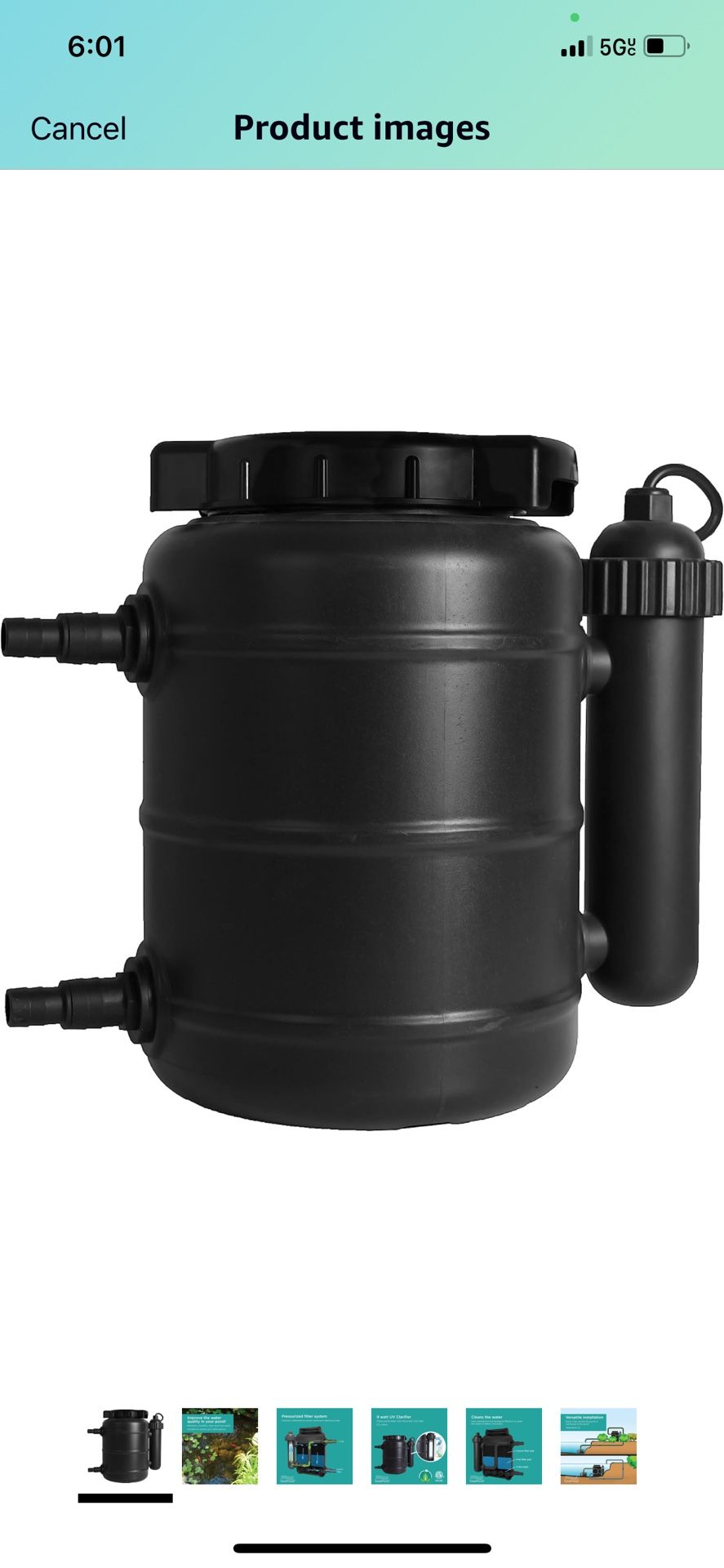 TotalPond Complete Pond Filter with UV Clarifier Black 15.16 x 9.06 x 13.11 in.