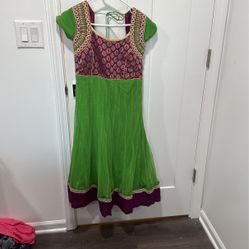 Green And Purple Aarakli/indian Dress