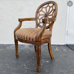 Hollywood Regency Wheel Back - Vintage Dining Spider Web Armchair Walnut Wood Finish