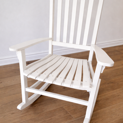 White Wooden Rocking Chair (Adirondack-style / Porch rocker)