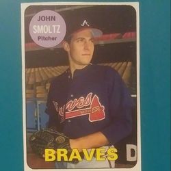 1990 John Smoltz BC-9 Baseball Card Magazine 1969 Topps Style Atlanta Braves Pitcher Vintage Collectible Sports MLB HTF