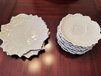 11 Piece Vintage Mid Century Steubenville Woodfield Leaf Plates and Saucers Set