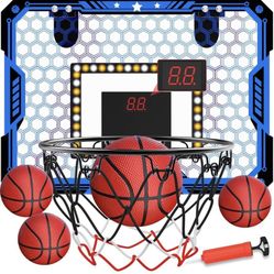 Indoor Basketball Hoop, Backboard &3 Mini Basketballs w/ Electronic Scoring