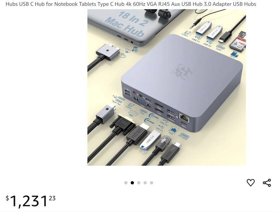 18 IN1 USB C Docking Station 4K Triple Display USB C Hub Multiport Adapter