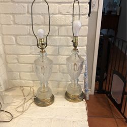Vintage Glass Brass Lamps