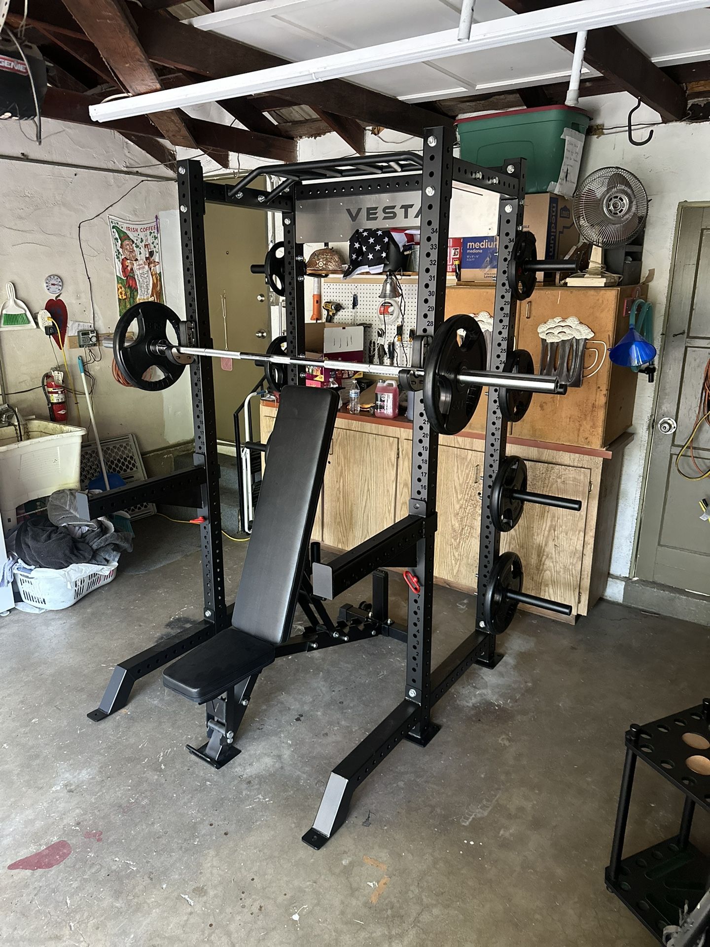 Vesta Fitness HR1000 Adjustable Bench 230lb Bumpers Olympic Weight 7ft Olympic Barbell Fitness Gym Equipment FREE DELIVERY 🚚