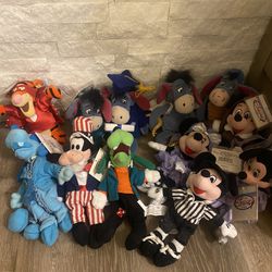 Lot Of 12 DISNEY Mickey Minnie Eeyore , tigger.Goofy Stuffed Animal Plush