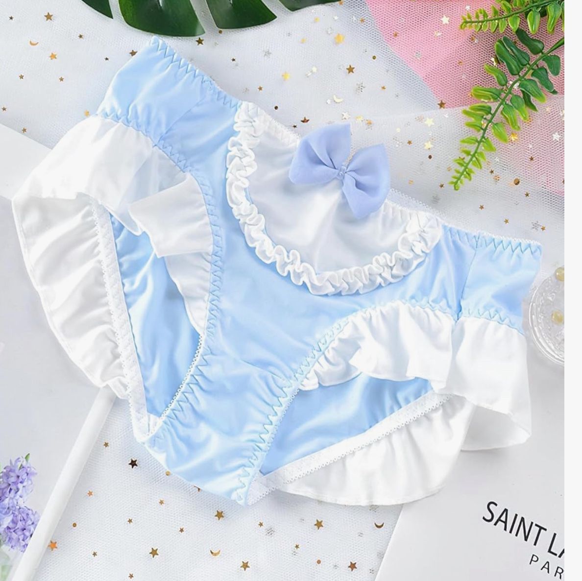 XL Silk Panties for Women Cute Underwear Ladies Anime Ruffle Bow Bikini Briefs Soft Stretch Vintage Lingerie Panties