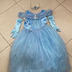 Child Princess Costume Dress Up With Gloves Wand Tiara