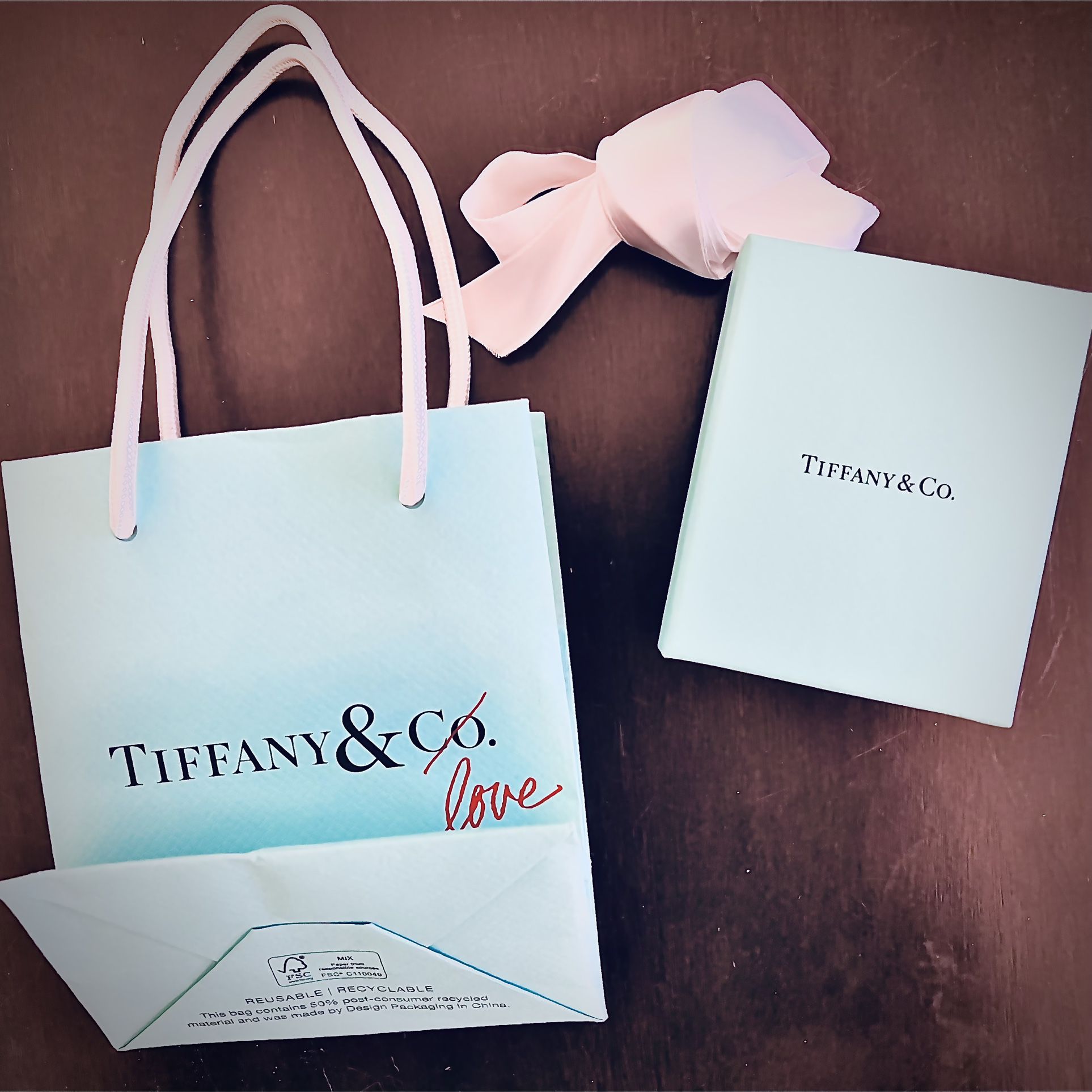 Tiffany & co. Small gift bag, gift box and ribbon