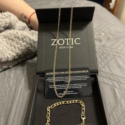 Woman’s Necklace And Bracelet Zotic Set Gold Plated 