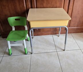 KIDS DESK Open Front Desk with Metal Storage Book Box, Adjustable