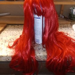 Red Long Wavy Straight Wig