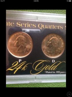 24k gold plated state quarter set