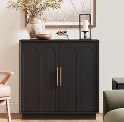 （ Small damage) Sideboard Buffet Cabinet with Storage, Modern Accent Cabinet with Arched Doors & Shelf, 31.5" Modular Media Console, Minimalist Creden