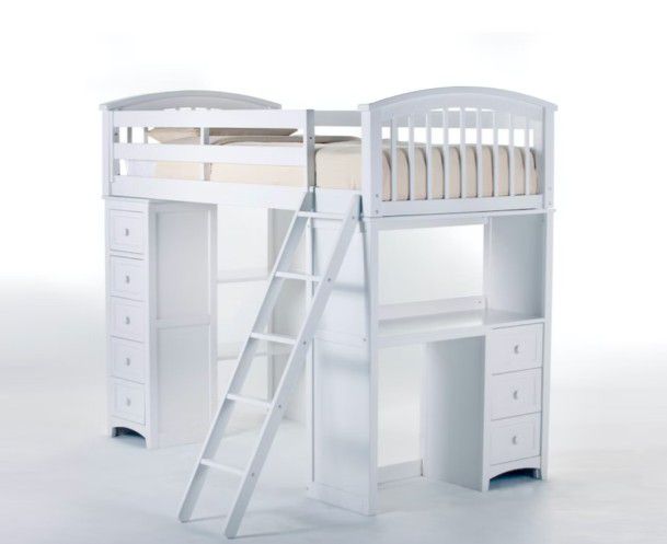 Twin Storage Loft Bed with Desk