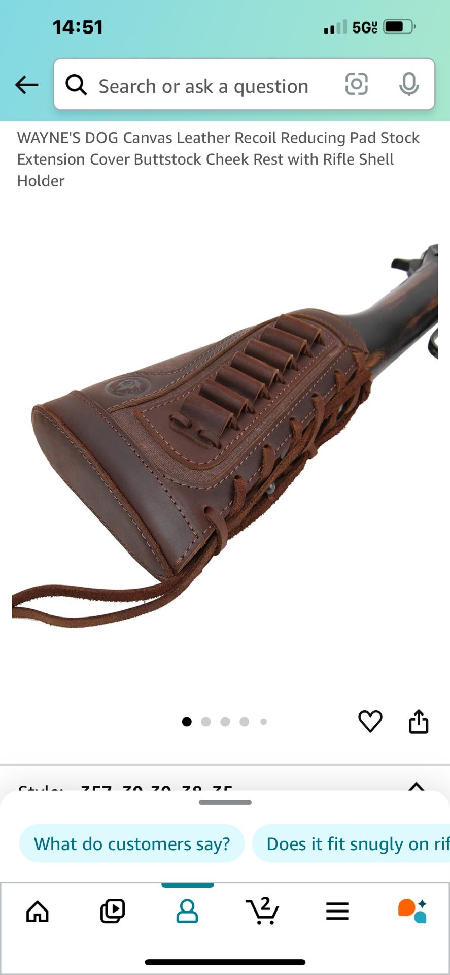 Wayne Dog Leather Rifle Buttstock Cover With Ammo Slots. For 357