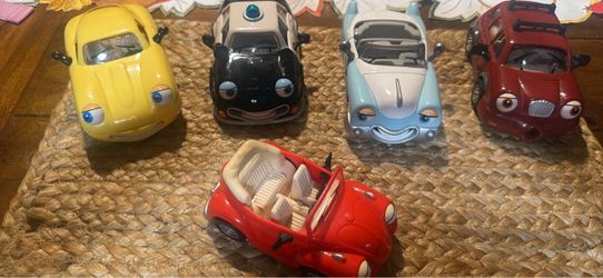 Lot of 5 Cartoon Face Toy Cars