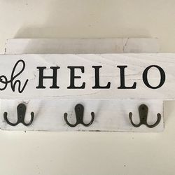 Updesign Farmhouse Mail and Key Holder “Oh, Hello”