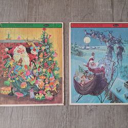 2 Vintage  Christmas Framed Puzzles