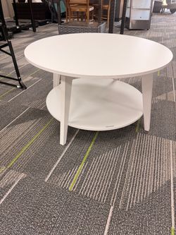 Vasagle Round White Coffee Table with Shelf