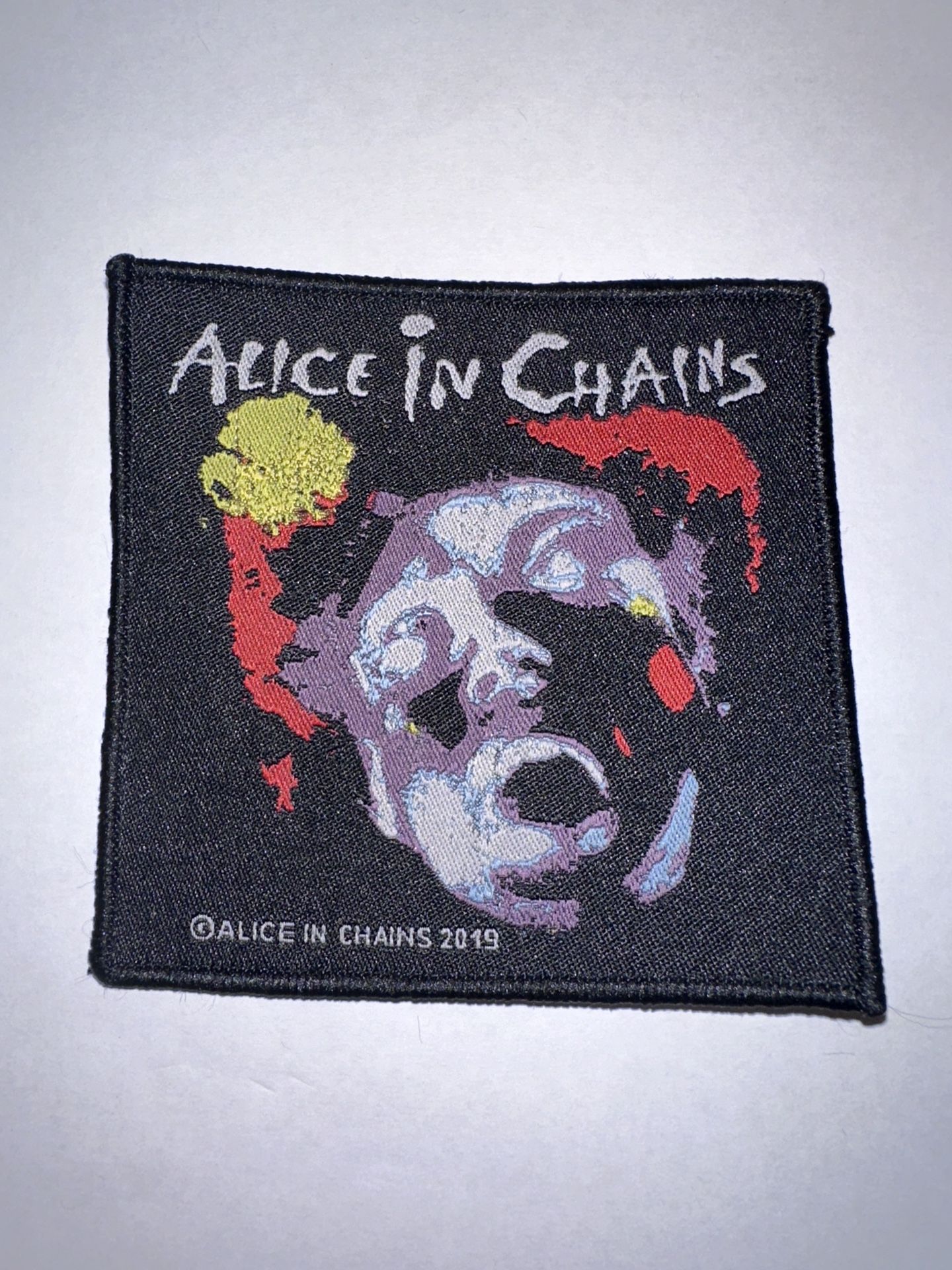 ALICE IN CHAINS, SEW ON BLACK BORDER WOVEN PATCH