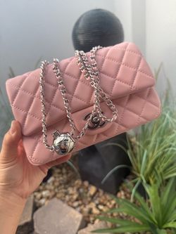 Chanel Mini Flap Bag Pink Lambskin Silver Hardware