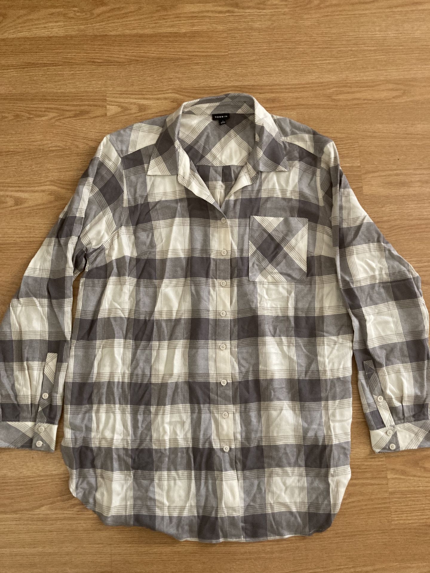 Torrid Lizzie Flannel Button-Down Tunic Top Size 1 - NWOT