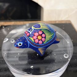 Mexico Folk Pottery Hand Painted Turtle