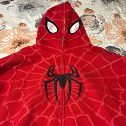 Spider Man Y2k Puff Print Fully Zipping Sweater 