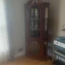 Cherry Wood Cabinet Has A Light Inside $100