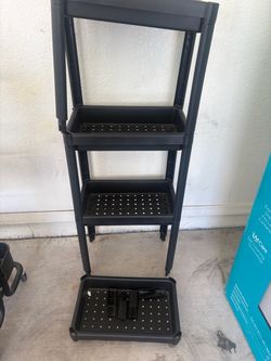 Black Plastic 4 -Tier Storage Shelf Unit