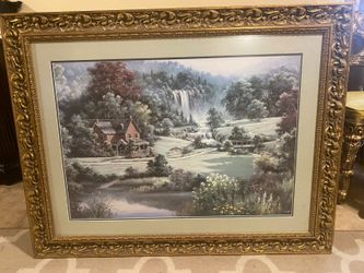 VERY BEAUTIFUL VINTAGE FRAME PICTURE HEAVY  CARVED  WOOD FRAME ..GREAT CONDITION