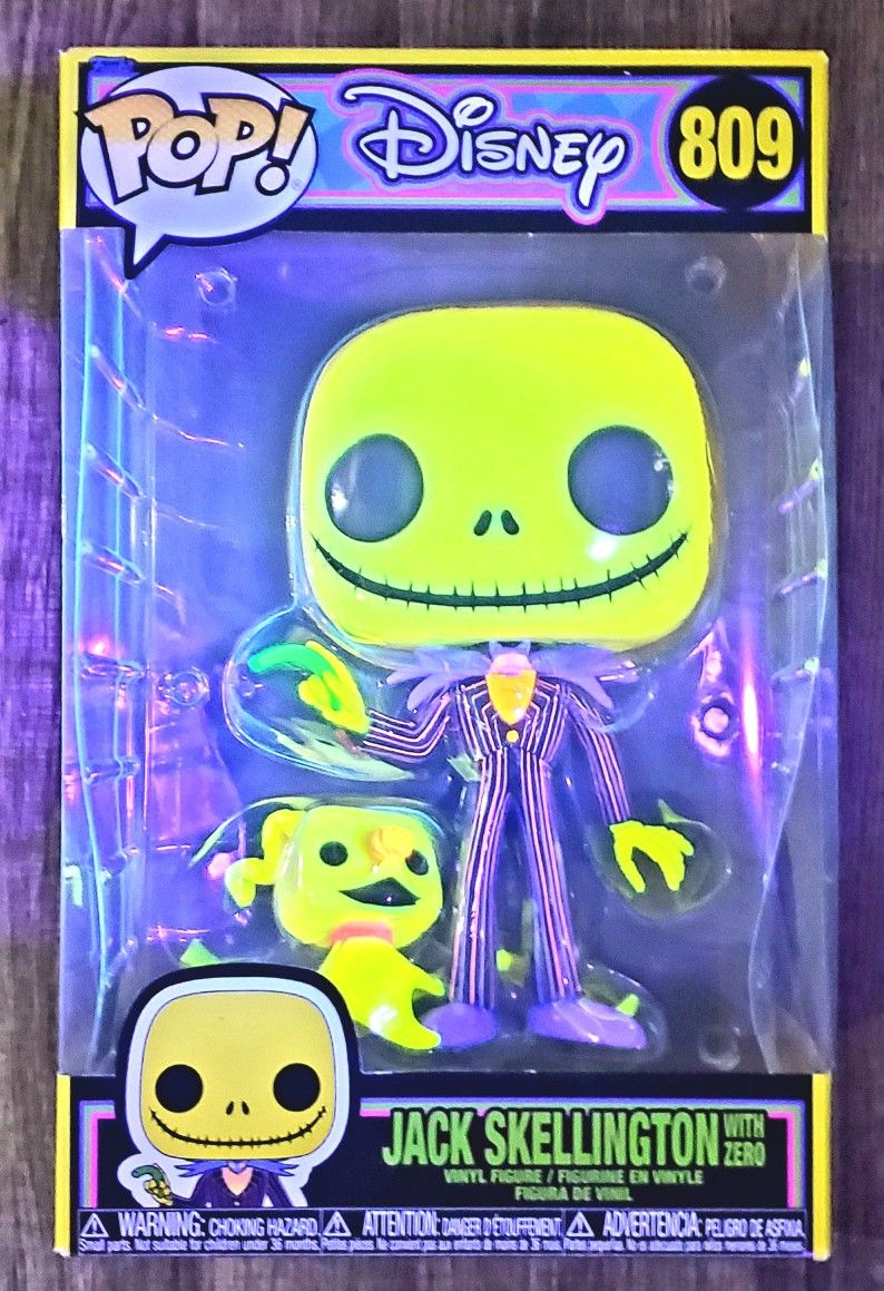 Blacklight Jack Skellington And Zero 10 Inch Nightmare Before Christmas Funko Pop 