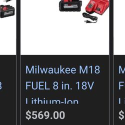 Milwaukee Chainsaw Fuel  Battery And Charger Included 