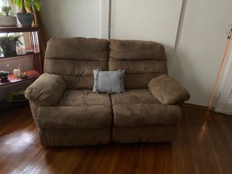 Two Brown Microsuede Reclining Sofas!