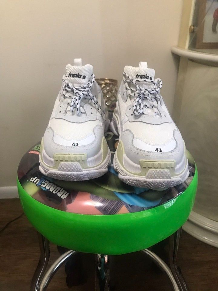 Balenciaga Triple S White Cream Men Size 10 Sneakers Designer
